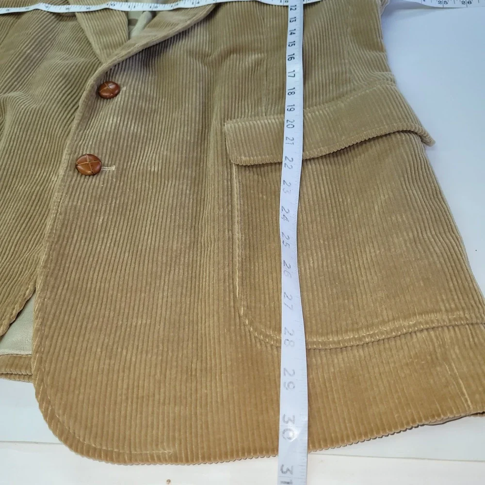 Vintage Mens Corduroy Blazer Camel‎ Sport Coat 44R Brown Elbow Patches Burdines